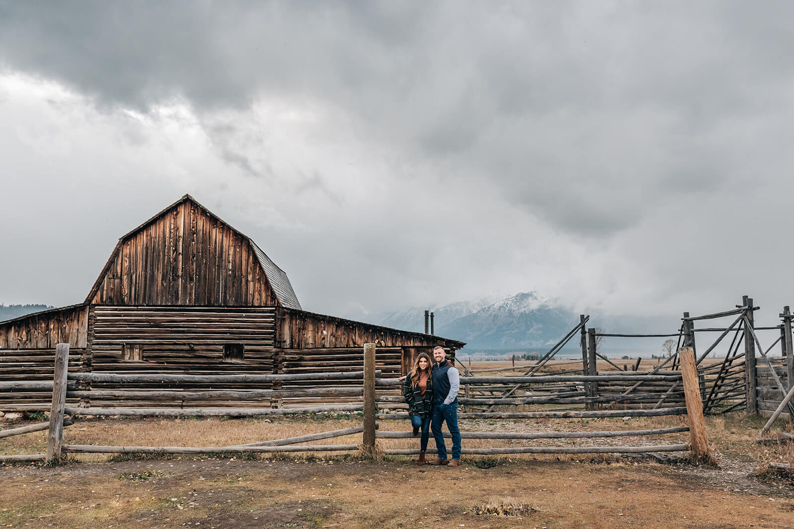 Couple Portrait by Mormon Row Grand Tetons