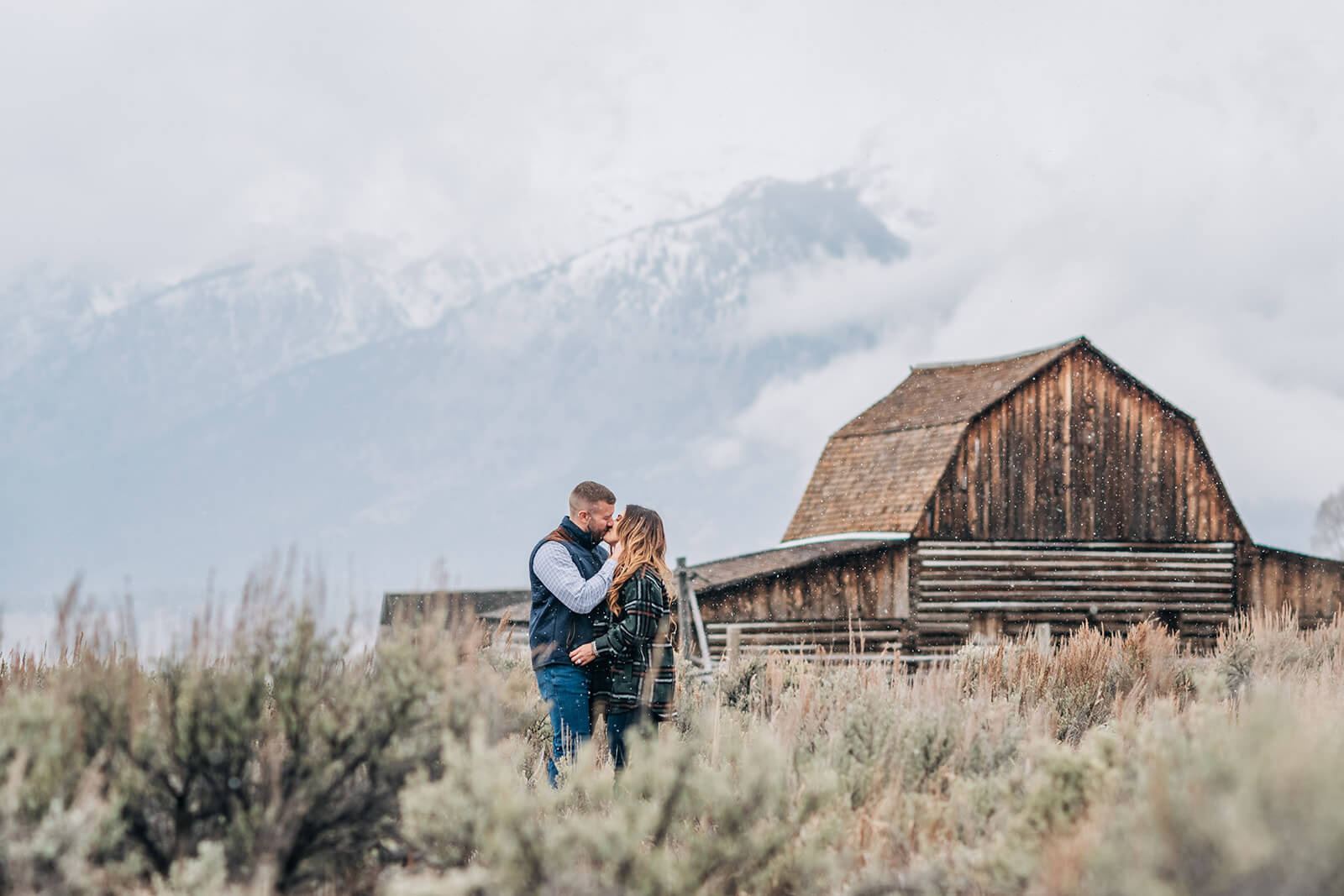 Couple Portrait by Mormon Row Grand Tetons