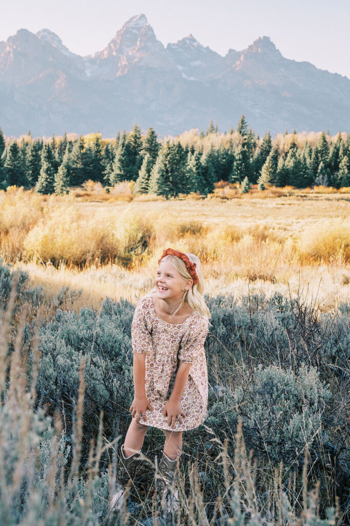 family session in Grand Teton sessions, impact children’s self-esteem, girl in Grand Teton National Park 