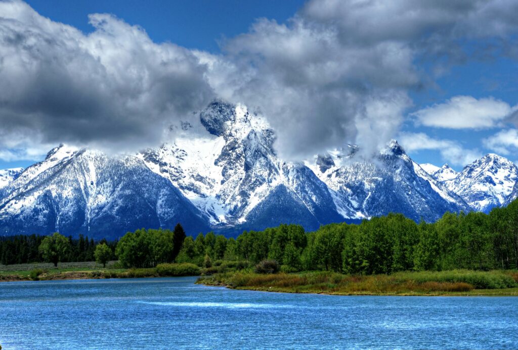 snake river, swimming in summer in Jackson Hole, Grand Teton snake river