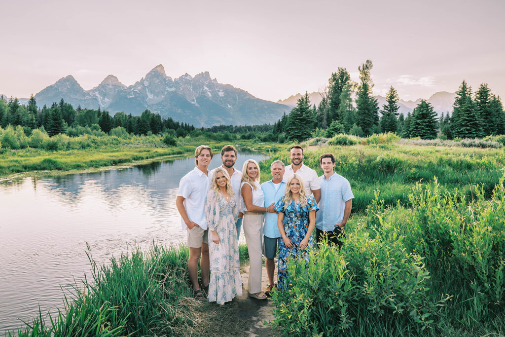 family posing in Jackson Hole, family photos in Grand Teton National Park