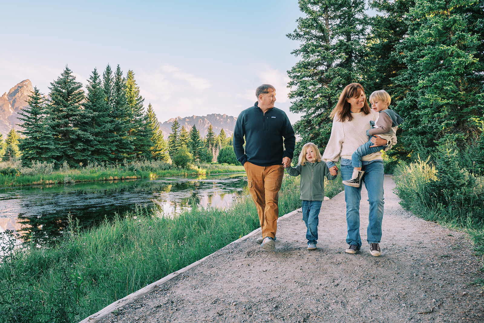 Schwabacher Landing, family photo session in GTNP