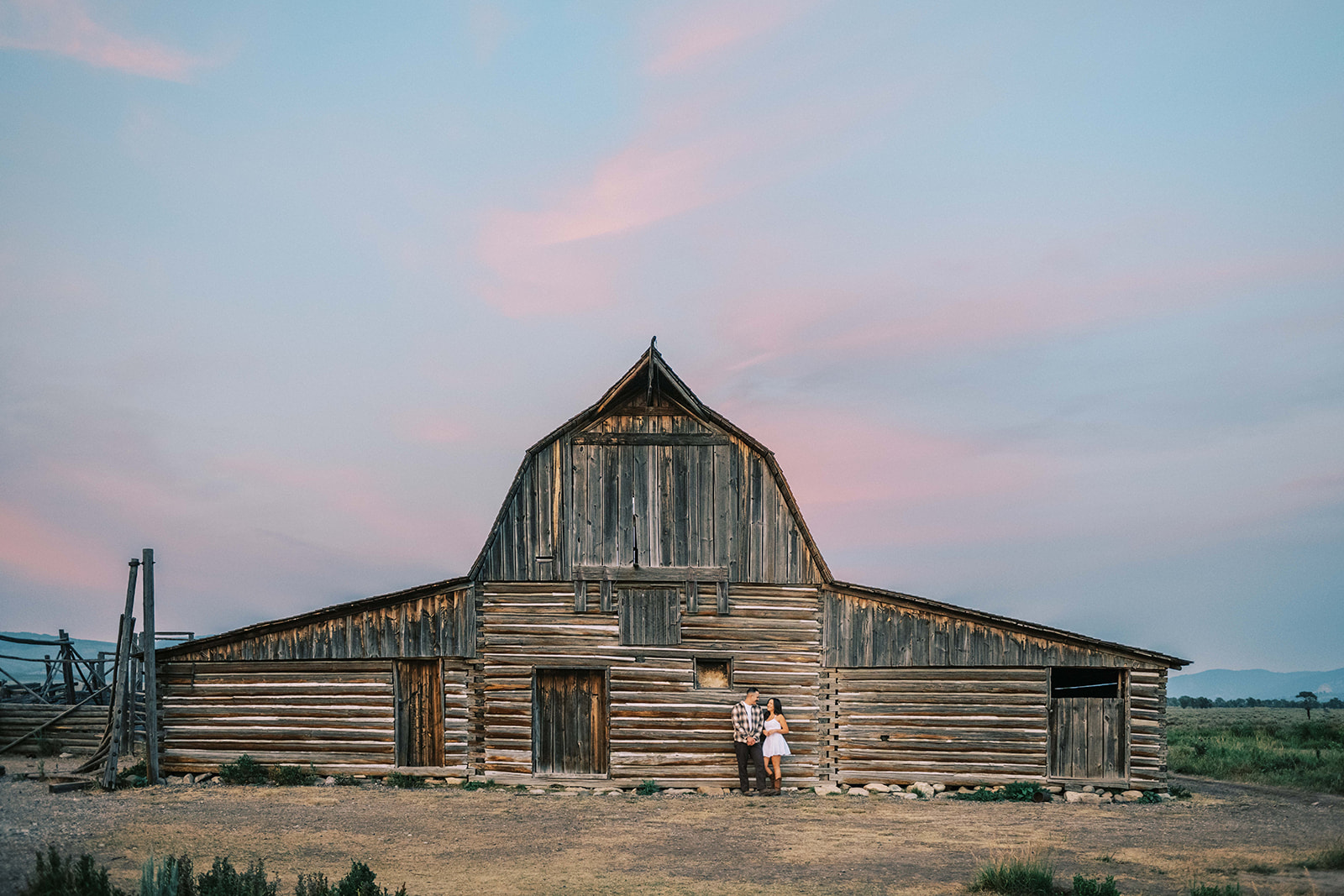 Grand Teton engagement session, Mormon Row Barn portraits